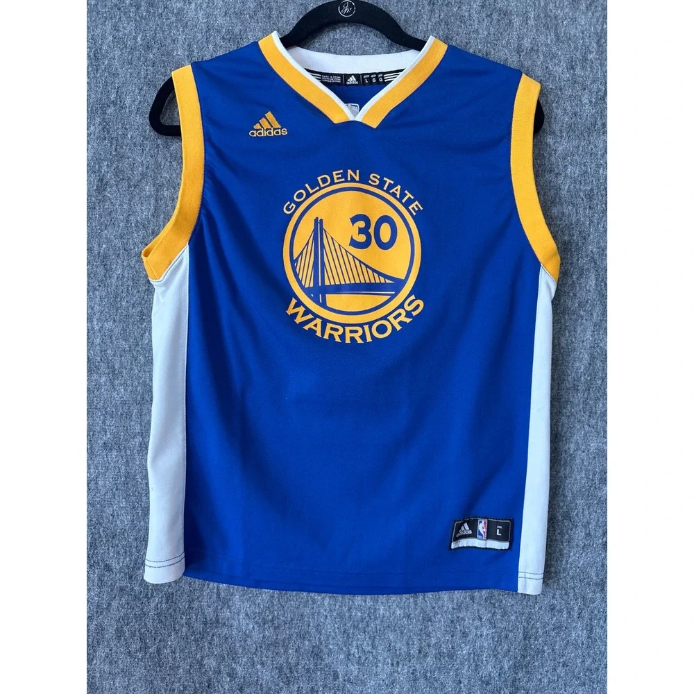 Adidas Golden State Warriors Stephen Curry 30 Jersey Blue Youth Large L NBA